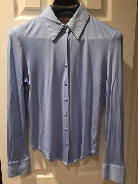 Talbots Tops - Vtg Talbots Light Blue Long-Sleeve Silk Dress Shirt